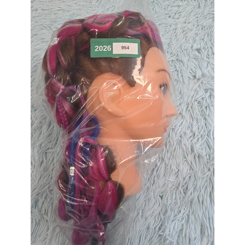 Cosmetology Mannequin Head Colorful Hair Braiding Practice Doll W/ Clamp - Picture 9 of 9